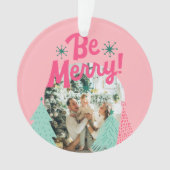 Wees vrolijk roze Scribble Tree Arched Foto Ornament (voorkant)