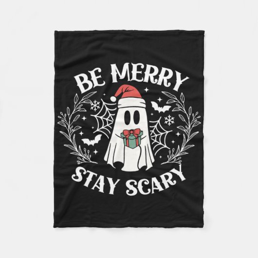 Wees vrolijk verblijf enge geest grappig Halloween Fleece Deken (Voorkant)