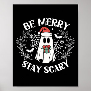 Wees vrolijk verblijf enge geest grappig Halloween Poster