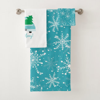 Wees vrolijk! Vrachtwagen en Sneeuwvlokken Aqua Bad Handdoek