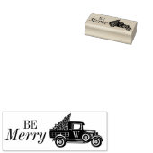 Wees vrolijk |  Vrachtwagen & Kerstboom Monogram Rubberstempel (Gestempeld)
