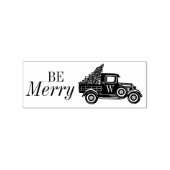 Wees vrolijk |  Vrachtwagen & Kerstboom Monogram Rubberstempel (Afrduk)