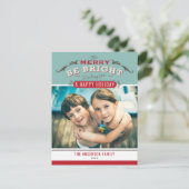  wees vrolijk wees helder citaat kerstfoto feestdagenkaart (Staand voorkant)