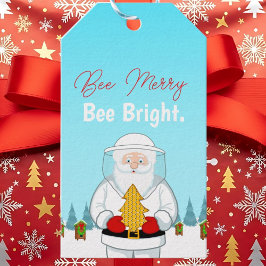 Wees vrolijk. Wees helder. Kerstmis Imker Kerstman Cadeaulabel