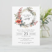 Wees vrolijke kerst krans feestuitnodiging kaart (Staand voorkant)