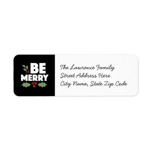 Wees vrolijke retour adreslabels, kerstkaart etiket (Voorkant)