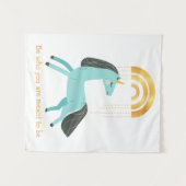 Wees wie je bent, Blauwe Unicorn Wandkleed (Voorkant (horizontaal))