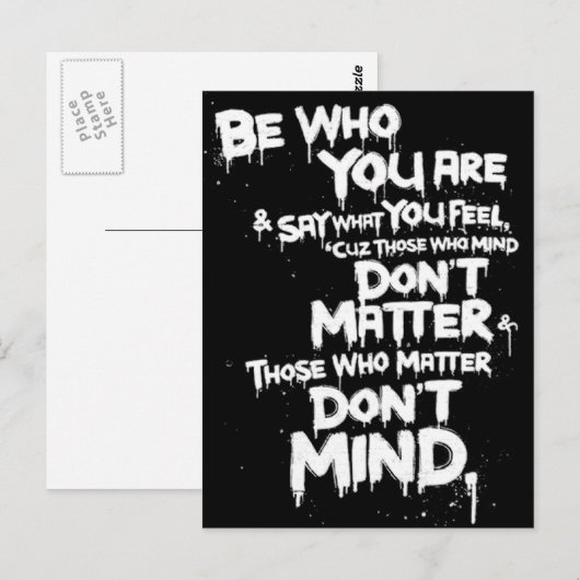 Wees wie je bent en zeg wat je voelt briefkaart (Voorkant / Achterkant)