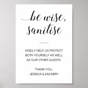 Wees Wijs Saniteer Handdesinfecterend Bruiloft Poster