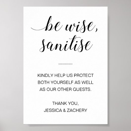 Wees Wijs Saniteer Handdesinfecterend Bruiloft Poster (Voorkant)
