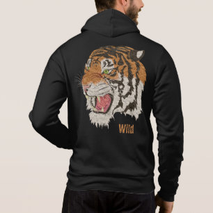 Wees wild Big geweldige tijger die zwart tekent Hoodie