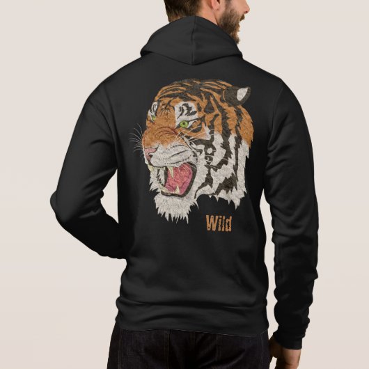 Wees wild Big geweldige tijger die zwart tekent Hoodie (Achterkant)