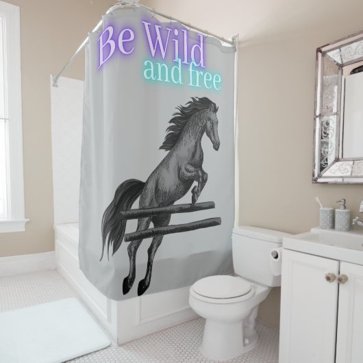Wees Wilde en Gratis Paardenpompen Douchegordijn (In situ)