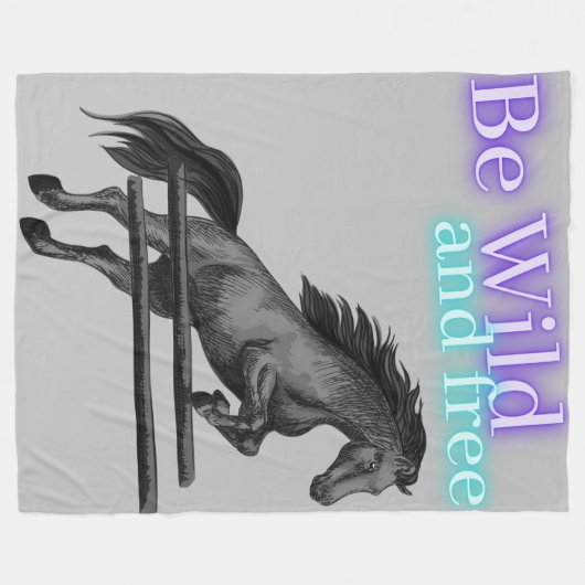 Wees Wilde en Gratis Paardenpompen Fleece Deken (Voorkant (Horizontaal))
