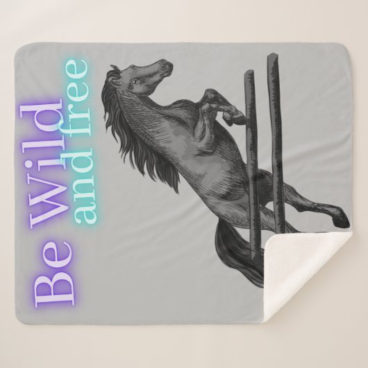 Wees Wilde en Gratis Paardenpompen Sherpa Deken (Voorkant (horizontaal))