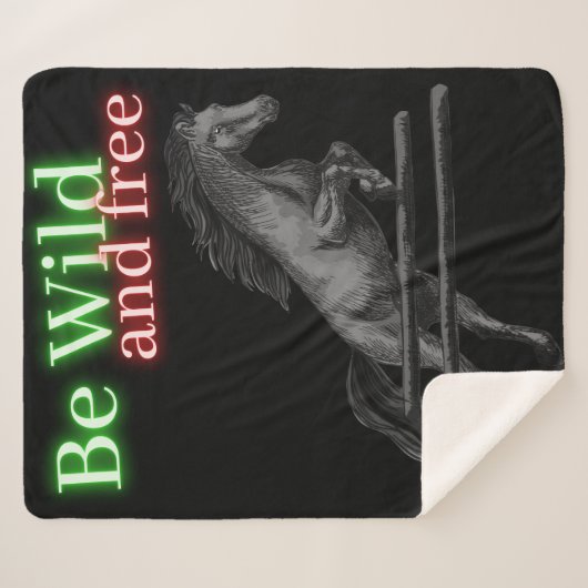 Wees Wilde en Gratis Paardenpompen Sherpa Deken (Voorkant (horizontaal))