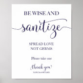 Wees Wise en anitiseer Spread Love Not Germs Sign Poster (Voorkant)
