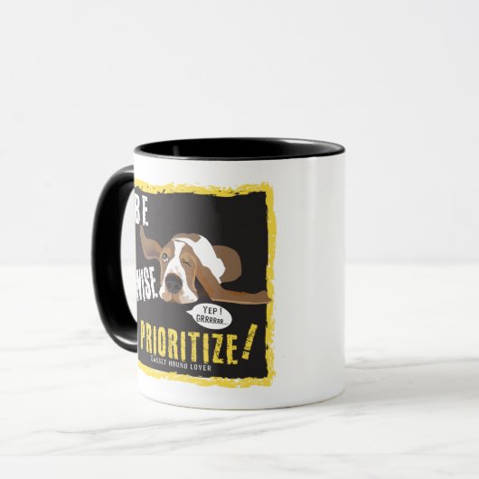 Wees Wise, geef voorrang! Mok (Voorkant links)