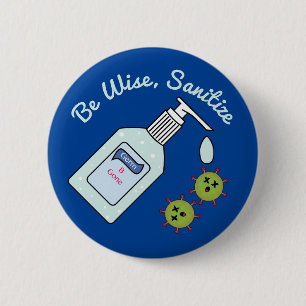 Wees Wise Sanitize Funny Hand Hygiene Ronde Button 5,7 Cm