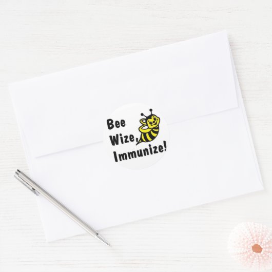 Wees Wize Immunize! Ronde Sticker (Envelop)