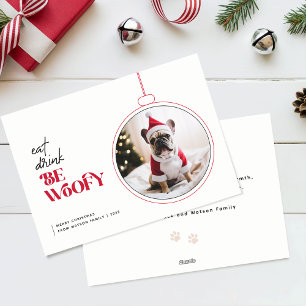 Wees Woefy Familie Huisdier Hond Puppy Foto Kerstm Feestdagenkaart
