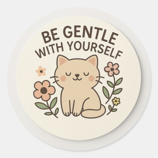 Wees Zacht Voor Jezelf Kat Sticker (Voorkant)