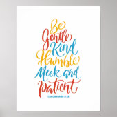 Wees zachtaardig en vriendelijk borstelkalligrafie poster (Voorkant)