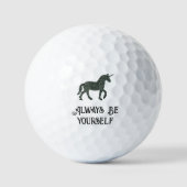 Wees zelf stijlvolle Motivatie zwarte unicorn Golfballen (Voorkant)