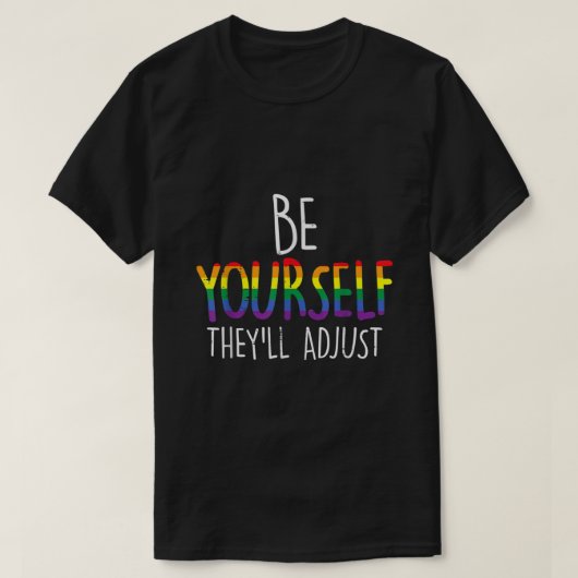 Wees zelf ze passen LGBTQ Rainbow Flag Gay P T-shirt (Design voorkant)