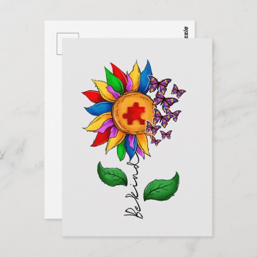 Wees zonnebloem - Autisme Awareness Briefkaart (Voorkant / Achterkant)