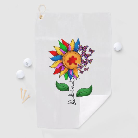 Wees zonnebloem - Autisme Awareness Golfhanddoek (Insitu)