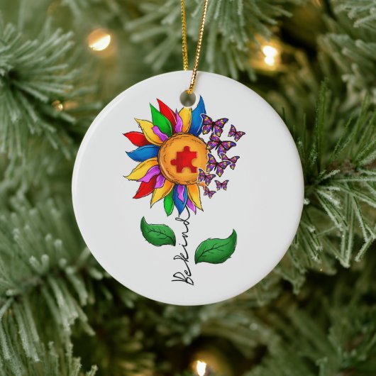 Wees zonnebloem - Autisme Awareness Keramisch Ornament (Boom)