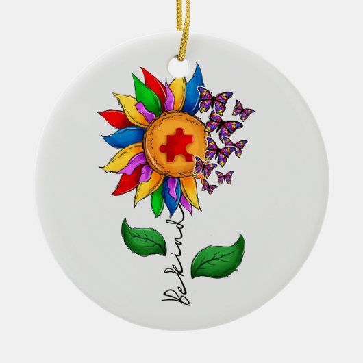 Wees zonnebloem - Autisme Awareness Keramisch Ornament (Voorkant)