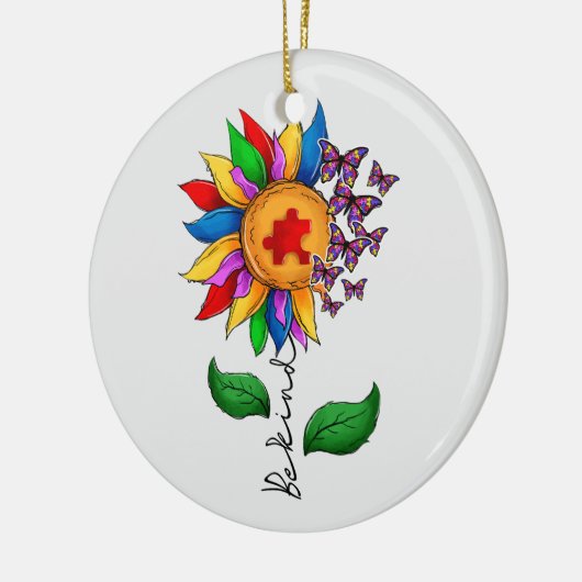 Wees zonnebloem - Autisme Awareness Keramisch Ornament (Links)