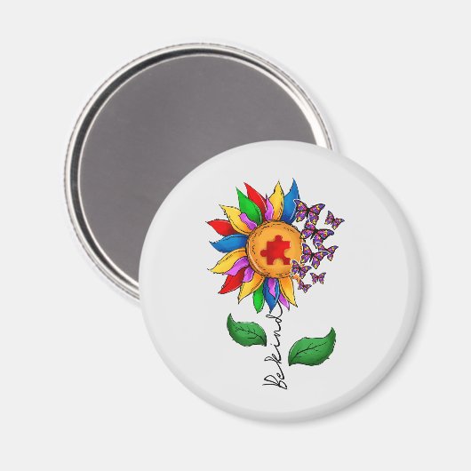 Wees zonnebloem - Autisme Awareness Magneet (Voorkant / Achterkant)