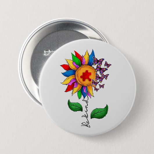 Wees zonnebloem - Autisme Awareness Ronde Button 7,6 Cm (Voorkant /achterkant)