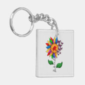 Wees zonnebloem - Autisme Awareness Sleutelhanger (Voorkant Links)