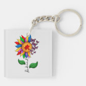 Wees zonnebloem - Autisme Awareness Sleutelhanger (Achterkant)