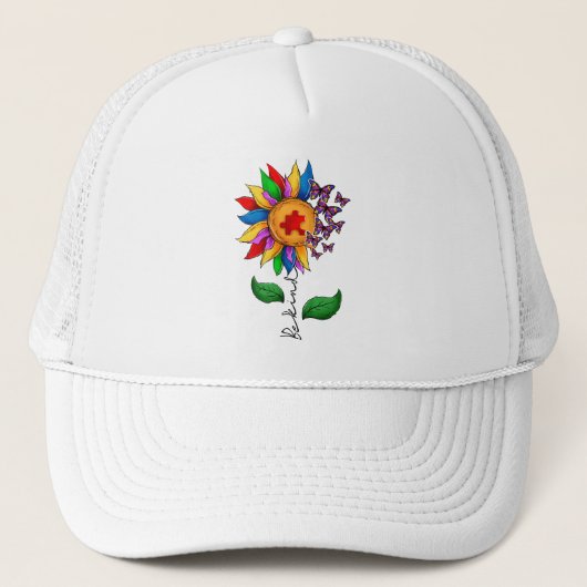 Wees zonnebloem - Autisme Awareness Trucker Pet (Voorkant)