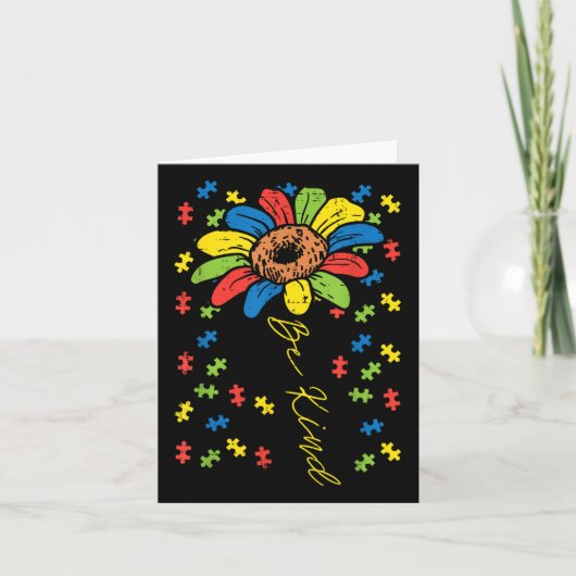 Wees zonnebloem Puzzle Autisme Mam Pap Kaart (Voorkant)