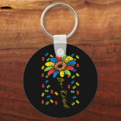 Wees zonnebloem Puzzle Autisme Mam Pap Sleutelhanger (Voorkant)