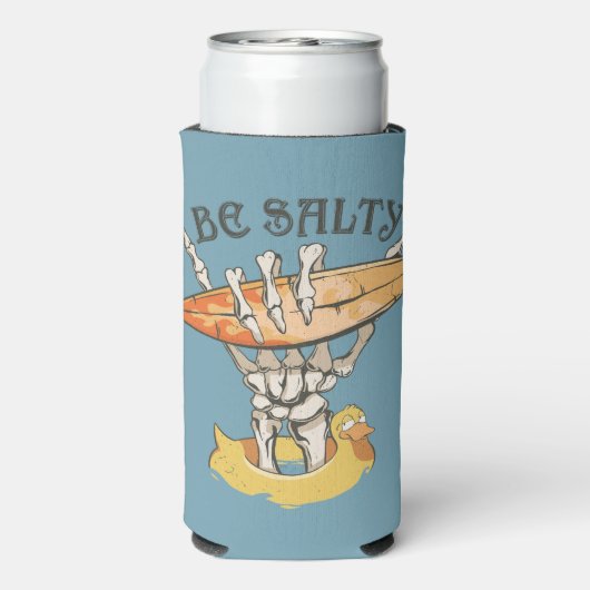 Wees zout Skelet & Surfboard Seltzer Blikjeskoeler (Seltzer Achterkant)