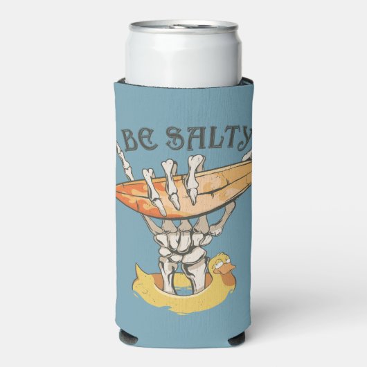Wees zout Skelet & Surfboard Seltzer Blikjeskoeler (Seltzer Voorkant)