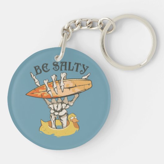 Wees zout Skelet & Surfboard Sleutelhanger (Achterkant)