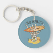 Wees zout Skelet & Surfboard Sleutelhanger (Voorkant)