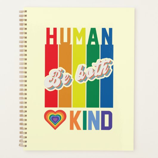 Wees zowel menselijk als vriendelijk - regenboogg planner (Voorkant)
