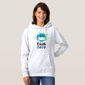 Weeshemd voor dames met als basisch gebogen hoodie (Voorkant volledig)