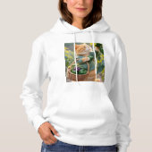 Weeshemd voor dames met als basisch gebogen hoodie (Voorkant)