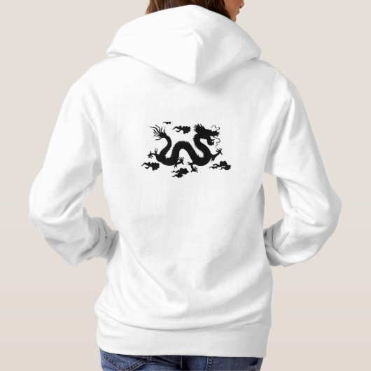Weeshemd W/ BLACK DRAGON, voor dames met een basis Hoodie (Achterkant)