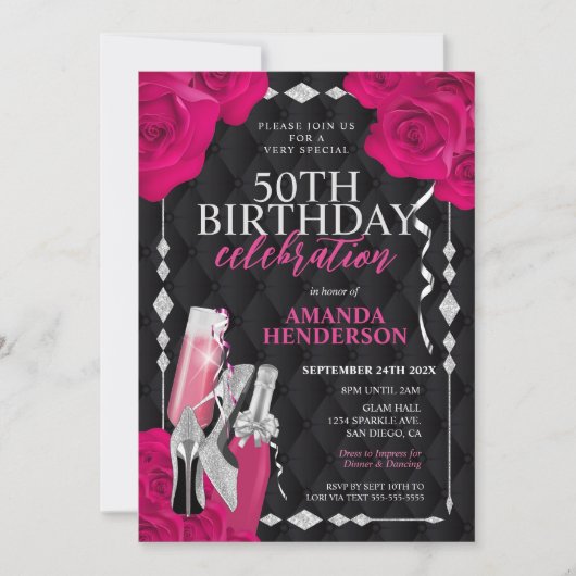 Weesroze en Zilveren Dag Kaart (Voorkant)